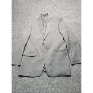 Michael Strahan Collection Mens 44L Blazer Grey Blue Glen Plaid Wool Blend Suit